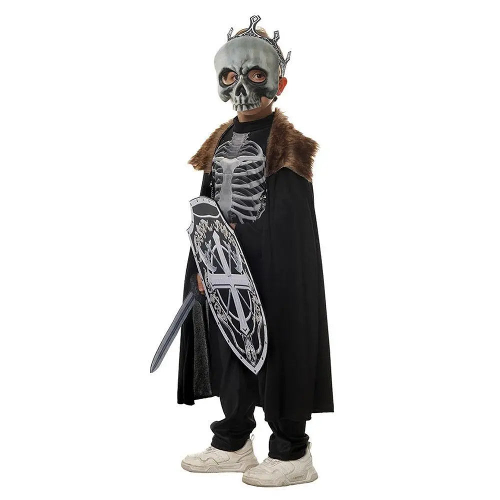 Kids Skeleton Knight Cosplay Costume Scary Halloween and Kindergarten Stage Performance Outfit - Pajamasbuy