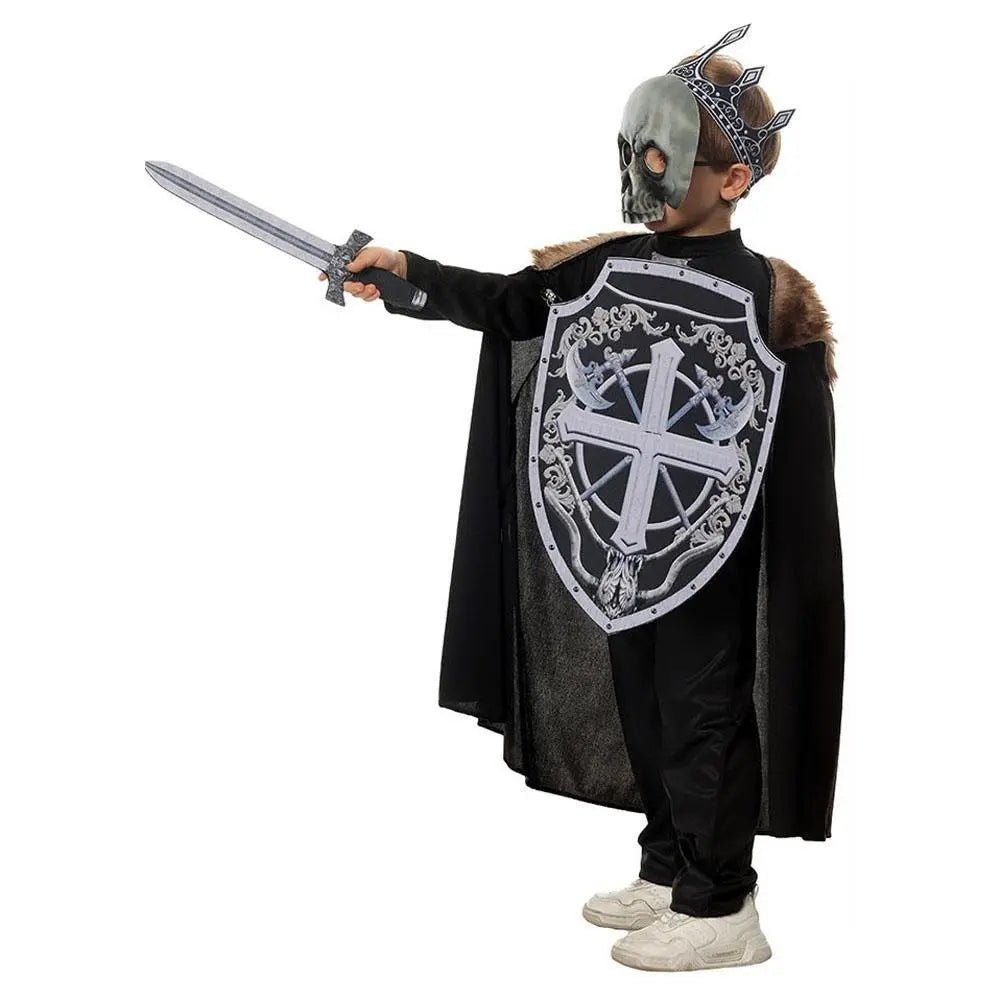 Kids Skeleton Knight Cosplay Costume Scary Halloween and Kindergarten Stage Performance Outfit - Pajamasbuy