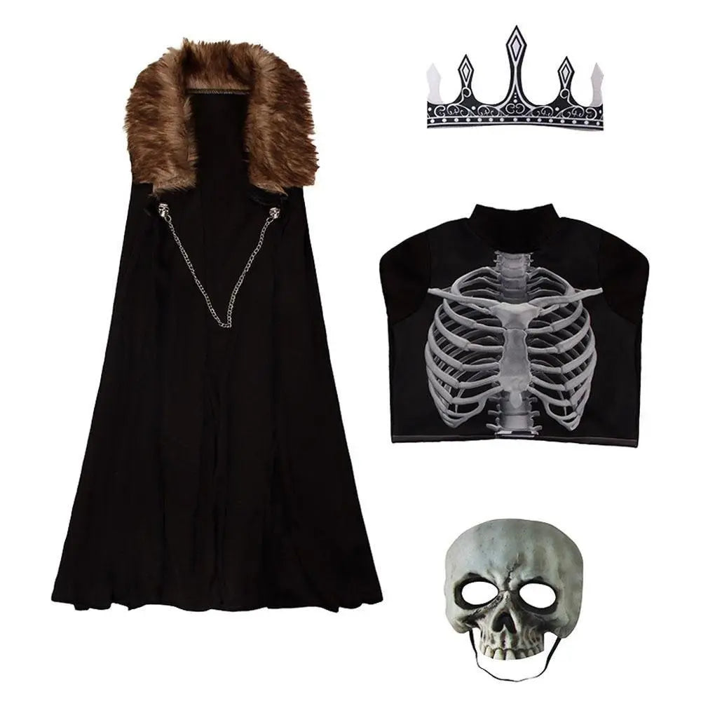 Kids Skeleton Knight Cosplay Costume Scary Halloween and Kindergarten Stage Performance Outfit - Pajamasbuy