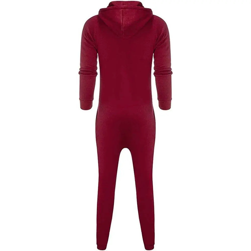 Mens Hooded Zip jumpsuits Onesies One Piece Overalls Tracksuit with Pockets - Pajamasbuy