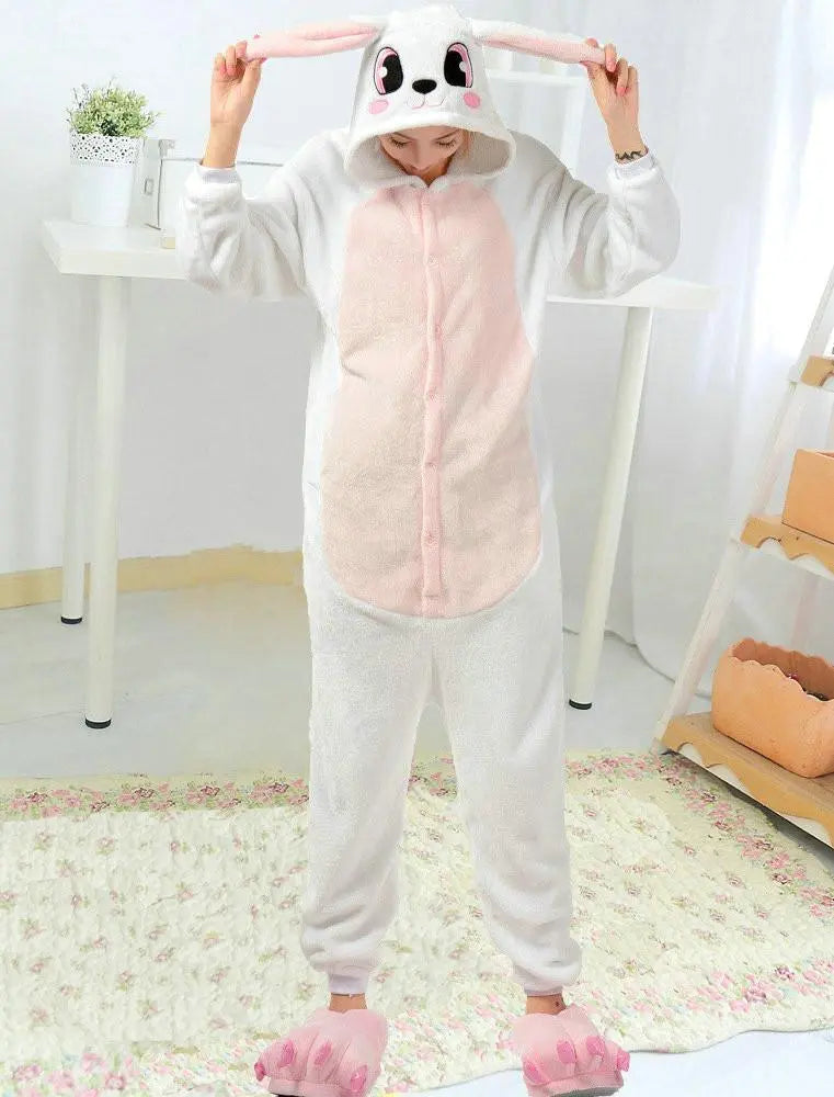 Rabbit Kigurumi Pajamas Hoodie Animals Bunny Easter Costume Onesies - Pajamasbuy