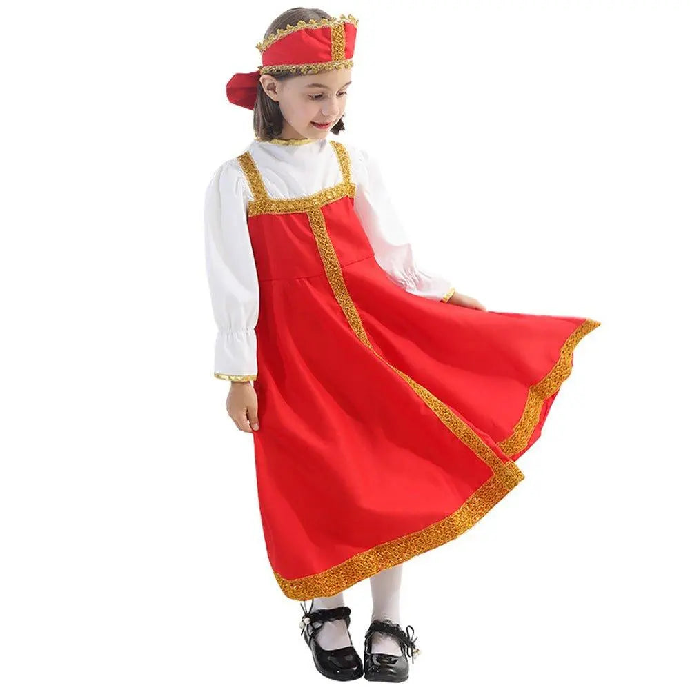 Russian Girls Cosplay Costume Ethnic Dress Halloween National Oufit Dresses Stage Performances - Pajamasbuy