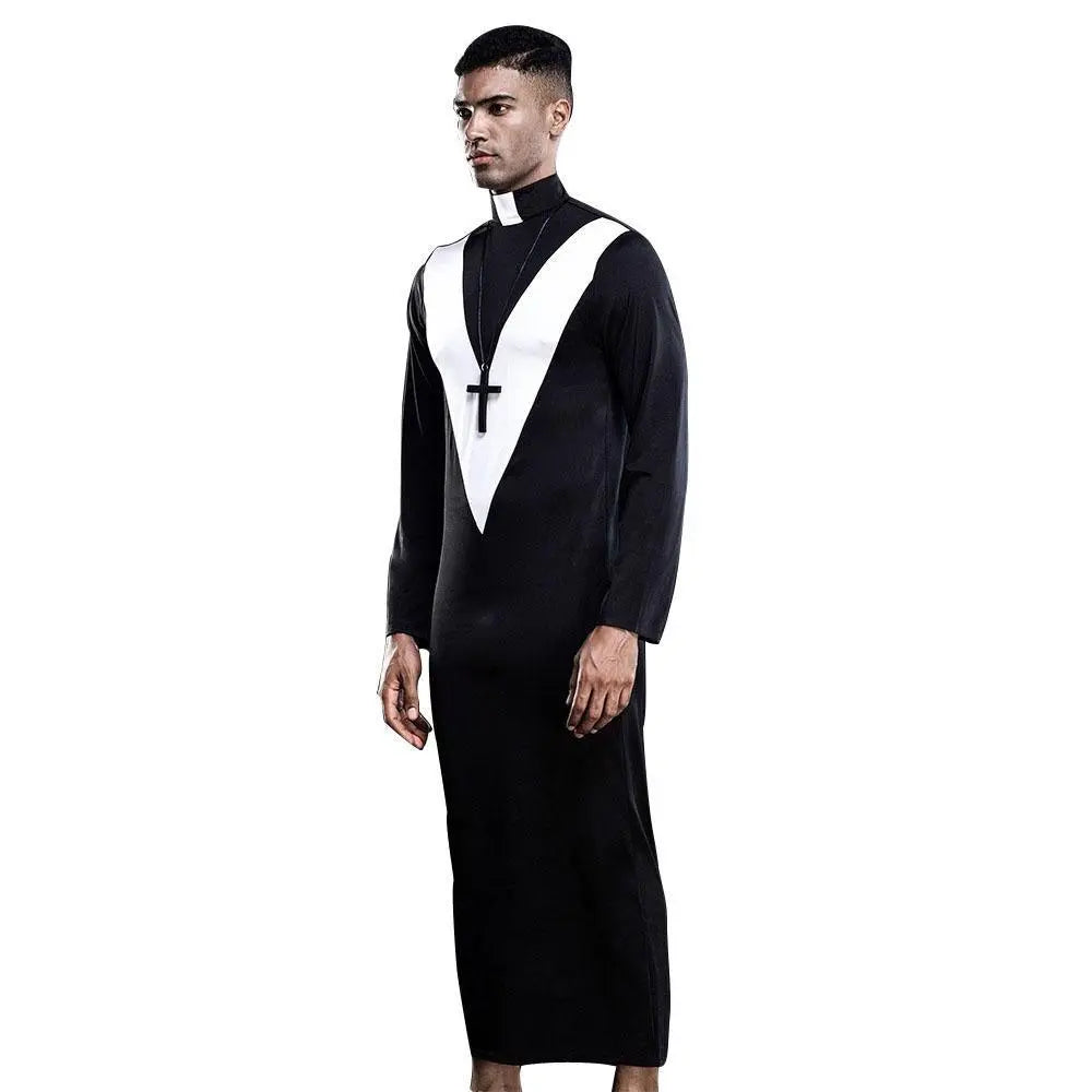 Stag do Black Priest Party Costume Nightclub Uniform - Pajamasbuy
