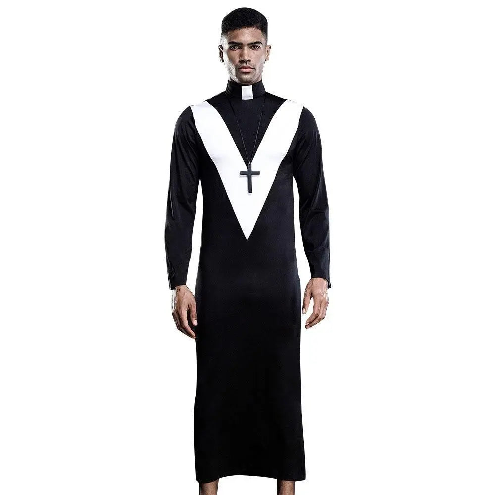 Stag do Black Priest Party Costume Nightclub Uniform - Pajamasbuy