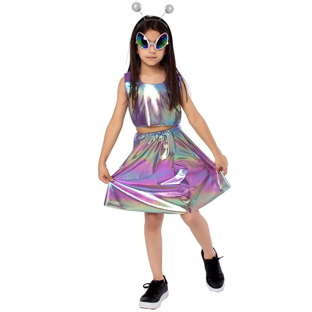 Kids Alien Role Play Costume Halloween Skirt Outfit for School Stage Performances - Pajamasbuy