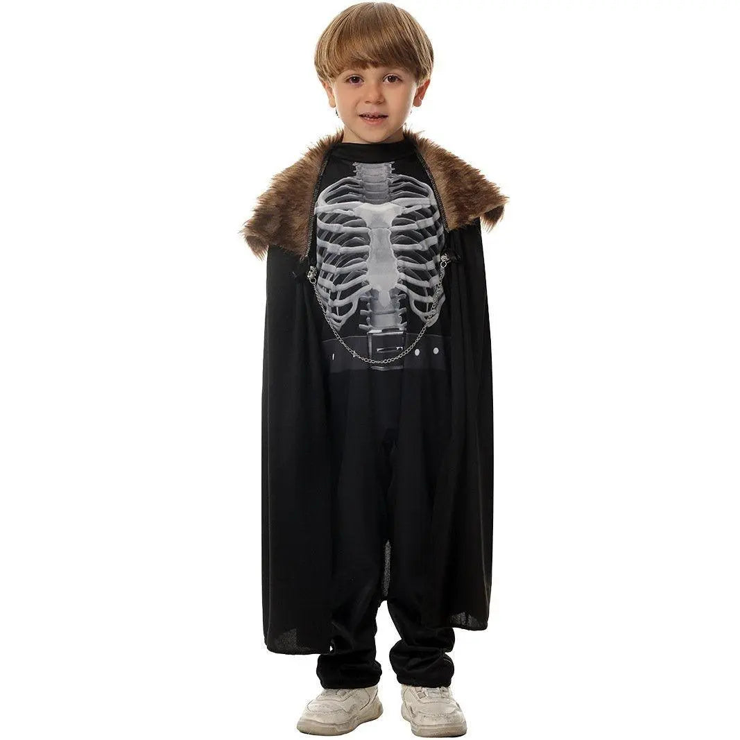 Kids Skeleton Knight Cosplay Costume Scary Halloween and Kindergarten Stage Performance Outfit - Pajamasbuy