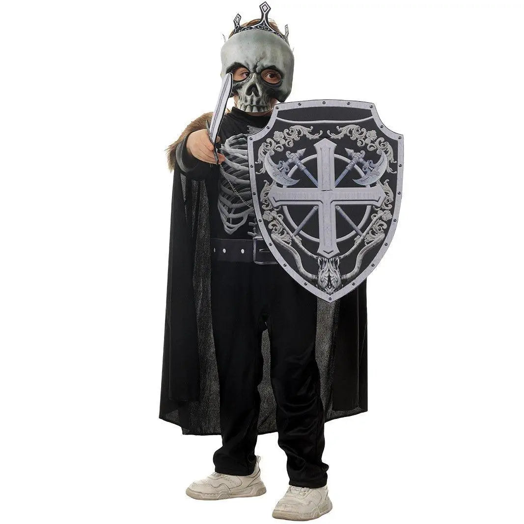 Kids Skeleton Knight Cosplay Costume Scary Halloween and Kindergarten Stage Performance Outfit - Pajamasbuy