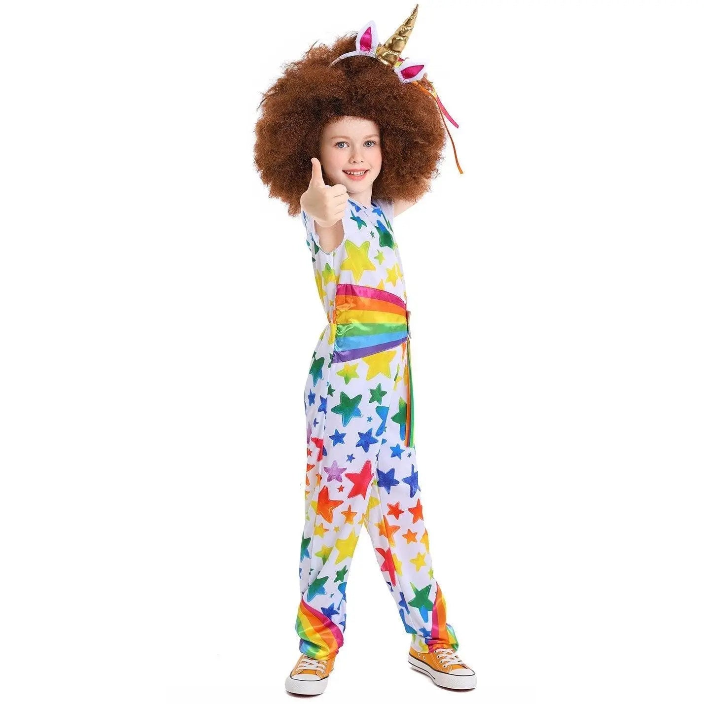 Rainbow fairy unicorn cosplay Clown stage costume for kids - Pajamasbuy