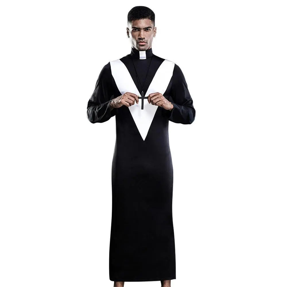 Stag do Black Priest Party Costume Nightclub Uniform - Pajamasbuy